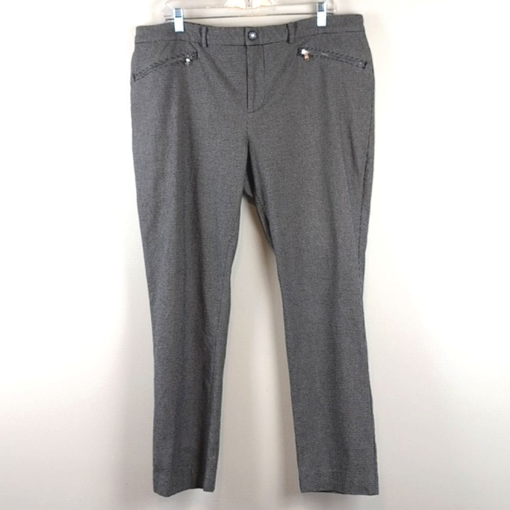 Lauren Ralph Lauren Black & White Houndstooth Tapered Leg Trouser Pants Size 16